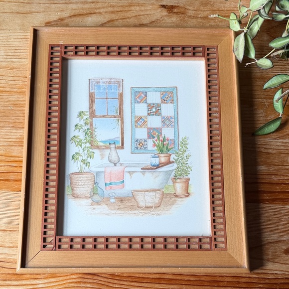 Vintage Framed Carol Jean Bathtub Print
